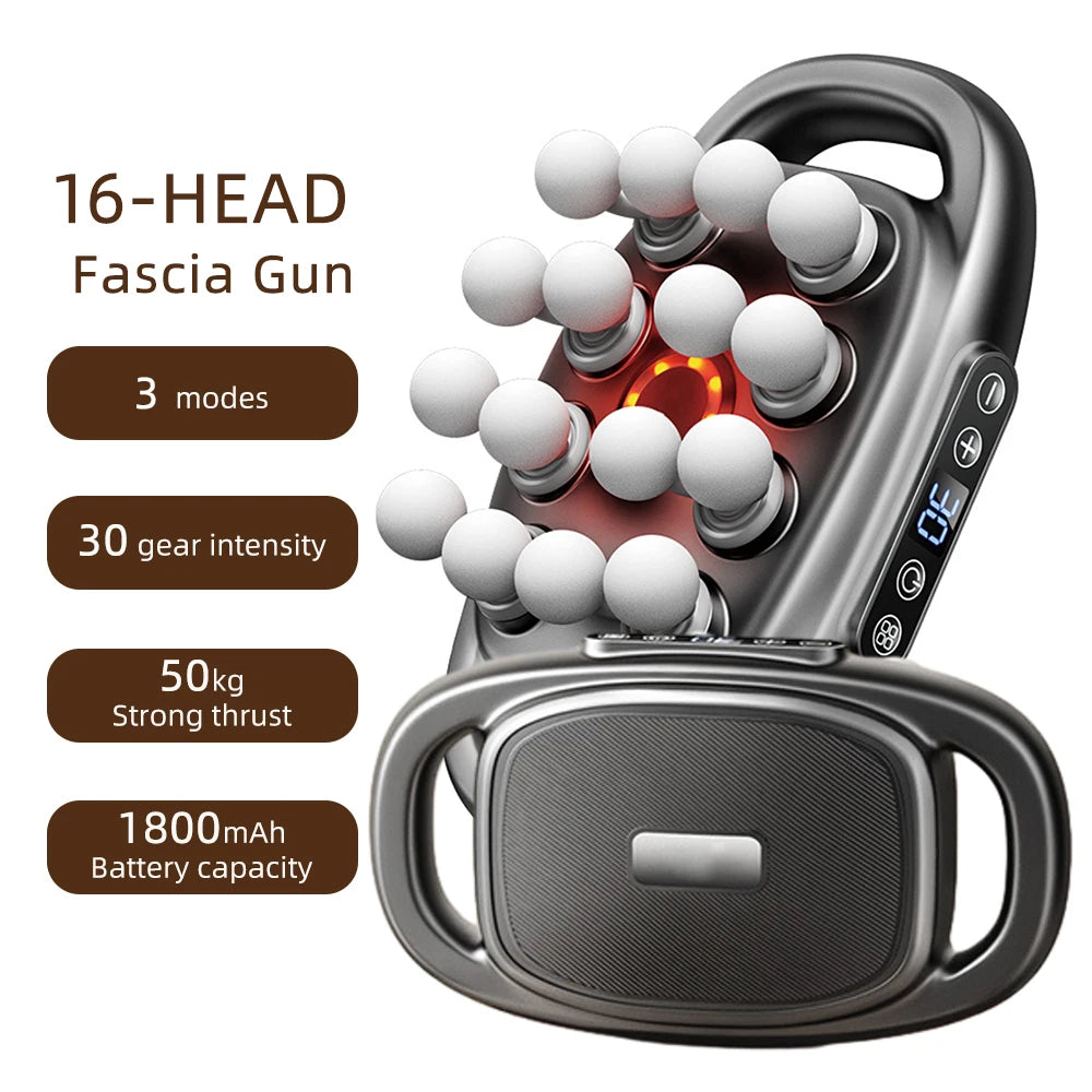 16-Head Fascia Massage Gun – High-Frequency Vibration Body Massager for Back, Waist, Neck, and Shoulders, Muscle Relief