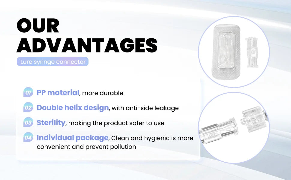 10–1000PCS Luer Syringe Connectors — Sterile Female-to-Female Double Joint Coupler with Individual Packaging