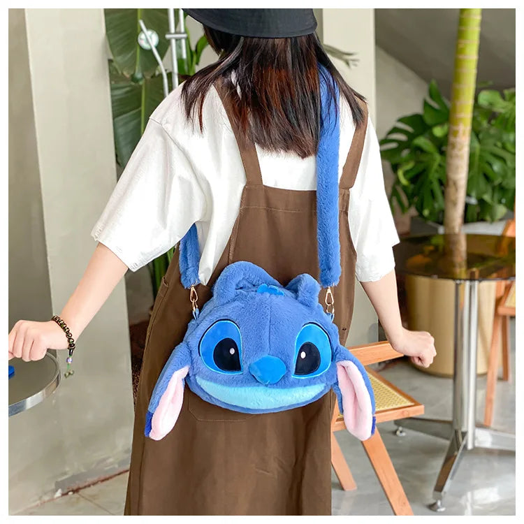 Disney Lilo & Stitch Plush Messenger Bag – Kawaii Anime Handbag for Girls, Stuffed Cartoon Plushie Soft Bag for Kids