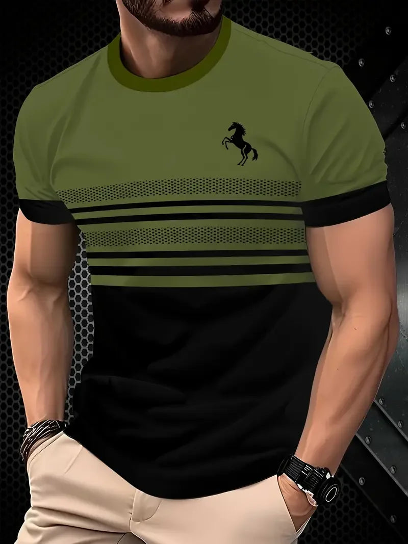 Men’s 3D Printed Sports T-Shirt - Breathable Round Neck Polyester Casual Summer Tee Top