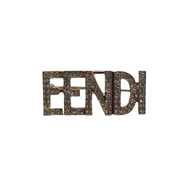 Fashion Rhinestone Brooch Pin – Elegant Heavywork Letter Alloy Decoration, Unisex Accessory for All Seasons