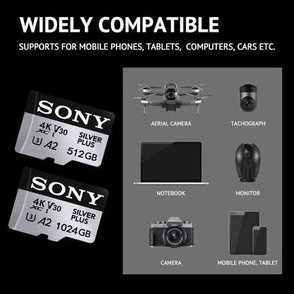 SONY High-Speed 1TB Micro SD Card — Full HD Memory Card for Phone, Tablet & PC (512GB/256GB/128GB/64GB)