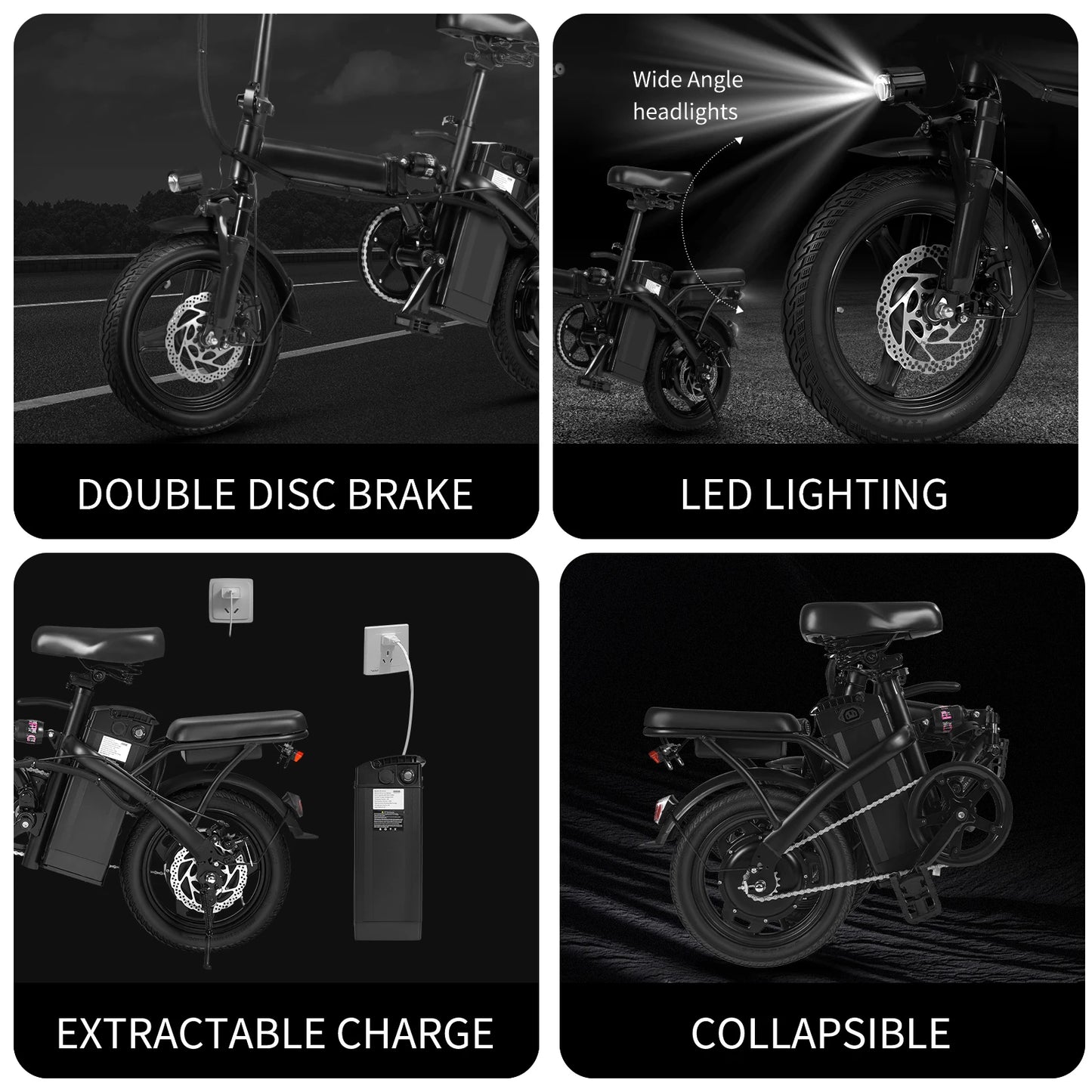 400W Foldable Electric Bike for Adults — 14" Wheels, Dual Disc Brakes, Seat & Basket, 48V 10.4Ah, 22-Mile Range, 20MPH E-Bike
