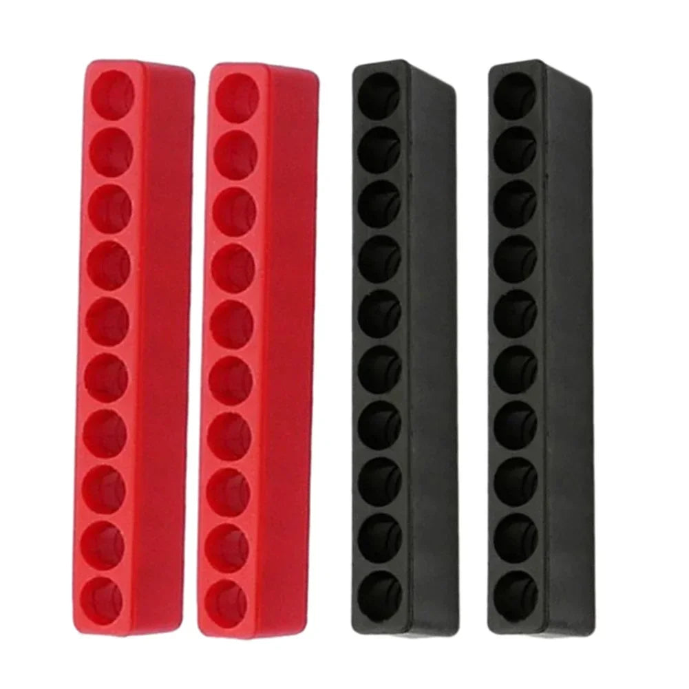 4-Piece 10-Hole Screwdriver Bit Holder Set - Soft Rubber 1/4-Inch Hex Drill Bit Organizer for Power Tools