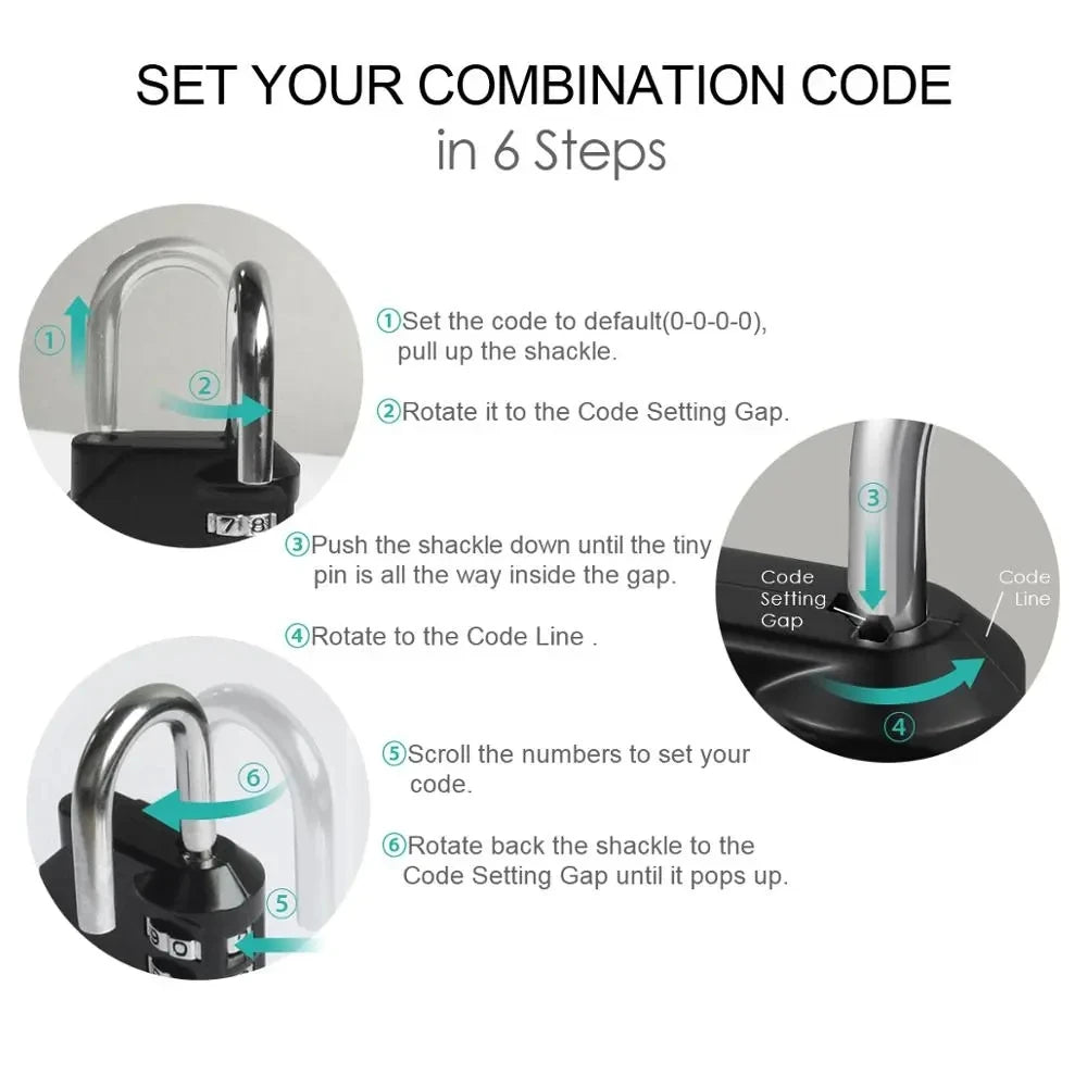 ORIA Padlock Password Lock: 4-Digit Waterproof Outdoor Security for Door, Suitcase, Bag, Cabinet, Locker, Window