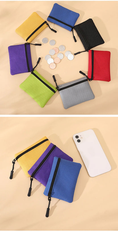 Canvas Mini Coin Purse with Zipper – Cute Solid Color Key & Money Pouch for Kids, Women & Men