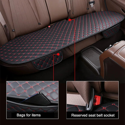 Universal PU Leather Car Seat Cover - Minimalist Soft Seat Cushion Protector with Storage Pocket for Car Interior Accessories