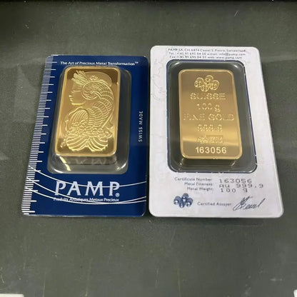 24K Gold Plated Copper Bar – 1g-100g Sealed Bullion Ingot, Non-Magnetic Golden Craft Gift