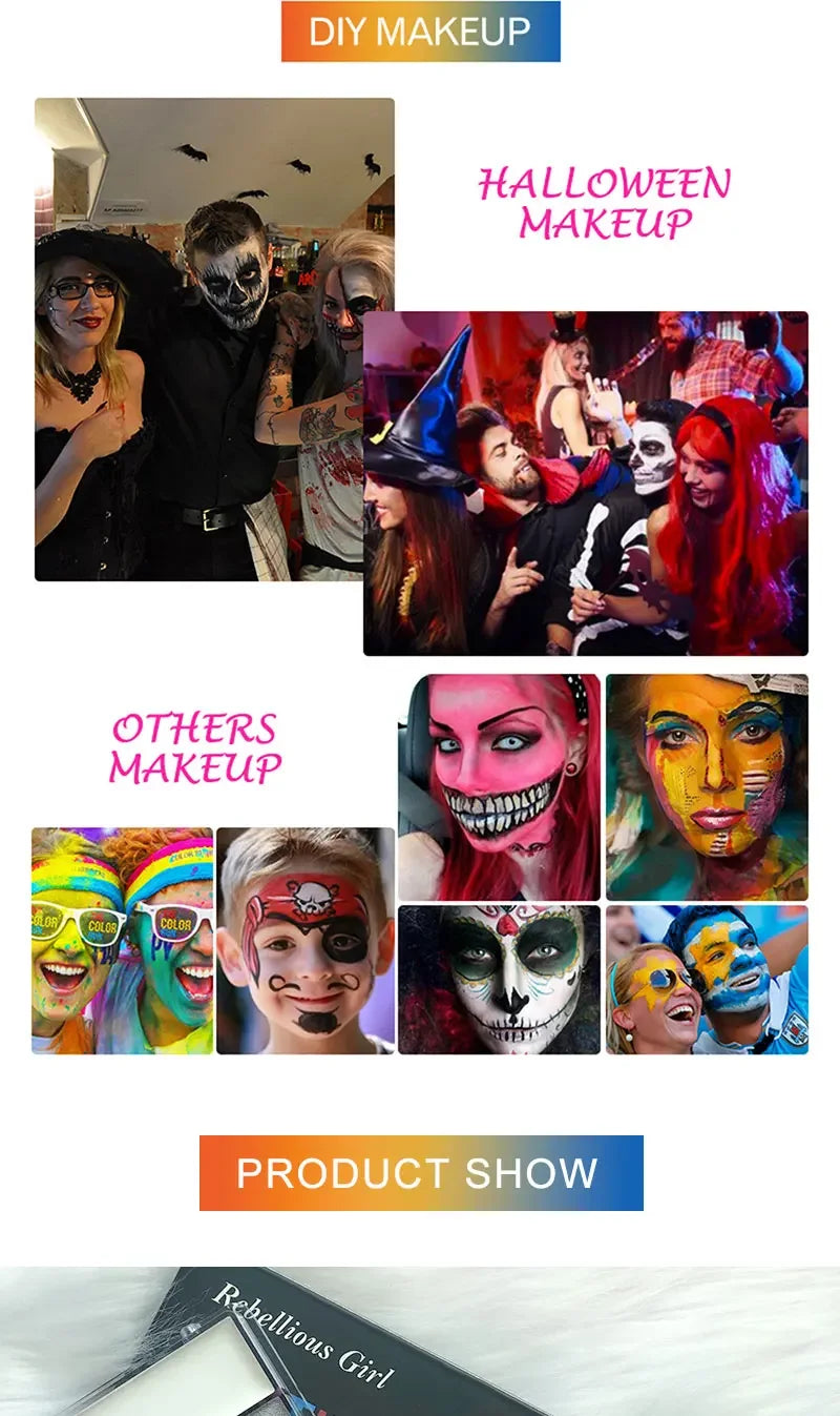 20-Color Face & Body Oil Paint – Non-Toxic Pigment for Kids, Flash Tattoos, Halloween & Cosplay Art with Brush