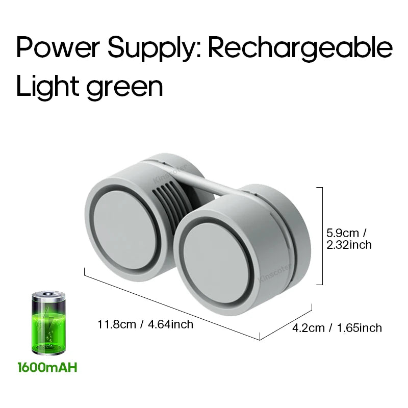 Portable Foldable Neck Fan – 1600mAh USB Rechargeable Personal Cooling Fan, Silent Mini Hands-Free Fan for Sports, Travel & Outdoor Use