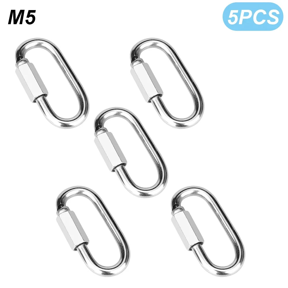 Stainless Steel Carabiner Quick Links - Safety Snap Hooks Chain Connectors for Keys, Climbing and Gear Repair