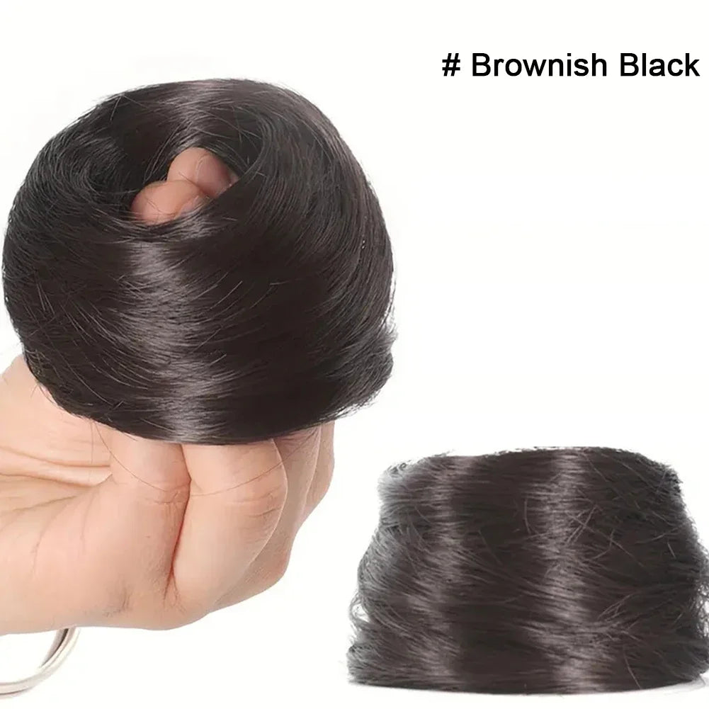 100% Human Hair Bun Ponytail Hairpiece – Brazilian Hair Scrunchie Updo, Donut Chignon Hair Extension for Women