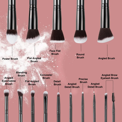 14PCS Makeup Brushes Set – Soft & Fluffy Foundation, Blush, Powder, Eyeshadow Brushes, Perfect Christmas Gift