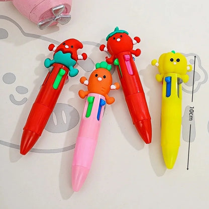 Cartoon Mini 4-Color Ballpoint Pen – Cute Multicolor Click Pen for School, Office, and Journaling