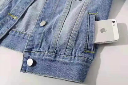 Women’s Denim Jacket – Spring & Autumn Short Coat, Casual Pink Jean Jackets, Loose Purple, Yellow & Blue Outerwear Tops