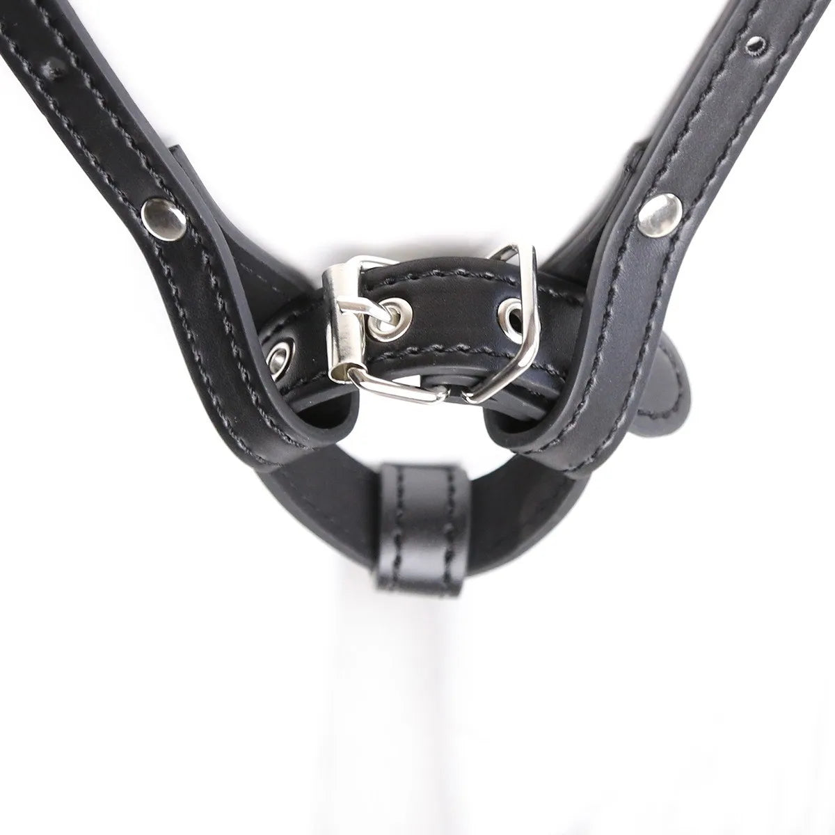 Leather BDSM Restraint Harness - Adjustable Massager Strap for Adult Intimate Accessories