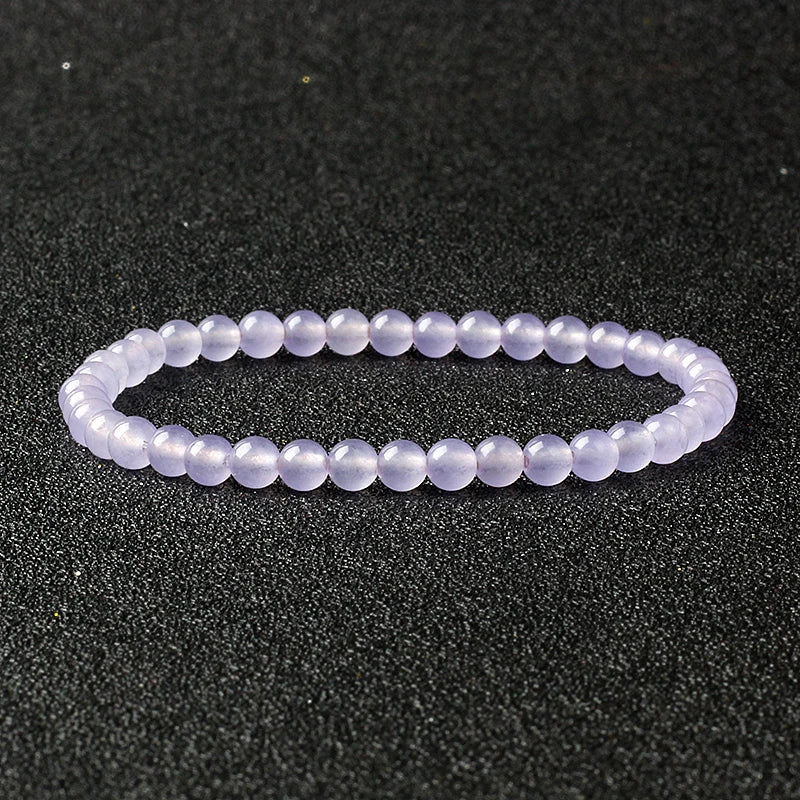 4mm Natural Stone Bead Stretch Bracelet for Men & Women – Agate Lava Handmade Reiki Crystal Jewelry
