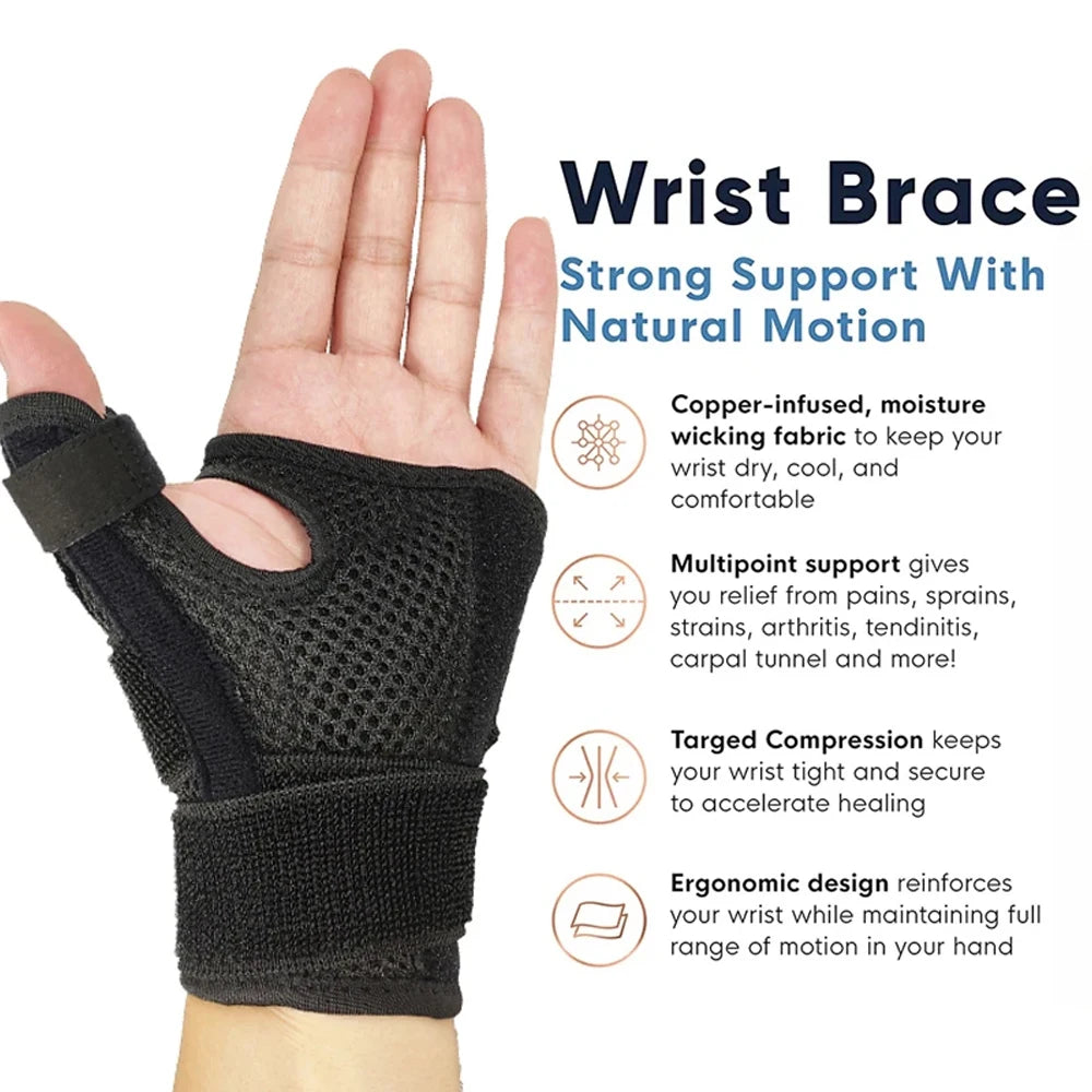 Adjustable Thumb Spica Splint - Thumb Stabilizer Wrist Brace Support for Carpal Tunnel, Arthritis & Tenosynovitis