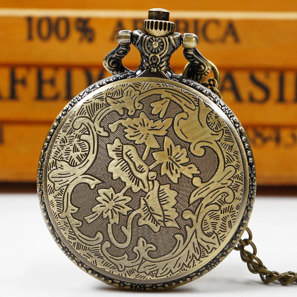 Wolf Head Pocket Watch - 3D Carved Quartz FOB Watch with Arabic Numerals for Men