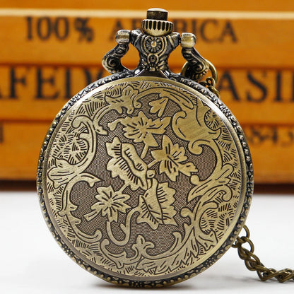 Wolf Head Pocket Watch - 3D Carved Quartz FOB Watch with Arabic Numerals for Men