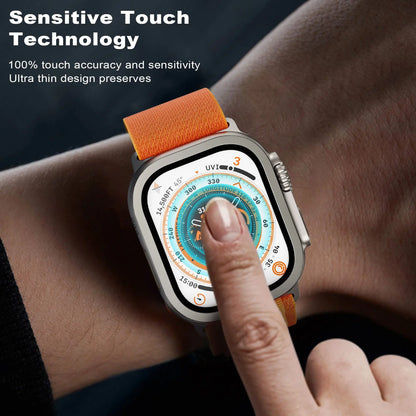 Tempered Glass Screen Protector for Apple Watch Ultra 2 49mm – Anti-Scratch HD Full Film with Metal Bumper, iWatch Ultra Accessories