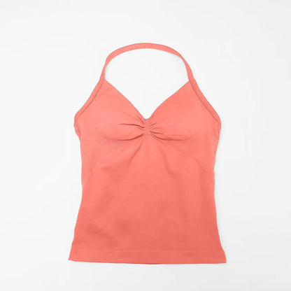 Women’s Longline Strappy Sports Yoga Vest Open Back Gym Tank Top Halter Running Fitness Bra Workout Top NCLAGEN Impact Style