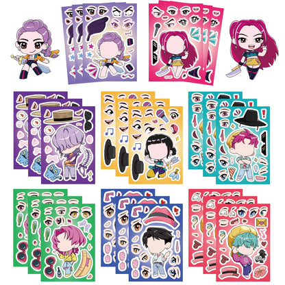 MINISO Kpop Demon Hunter Stickers — 8/32 Sheets Huntrix Scrapbook, Phone, Notebook Decoration & Party Favors Gift