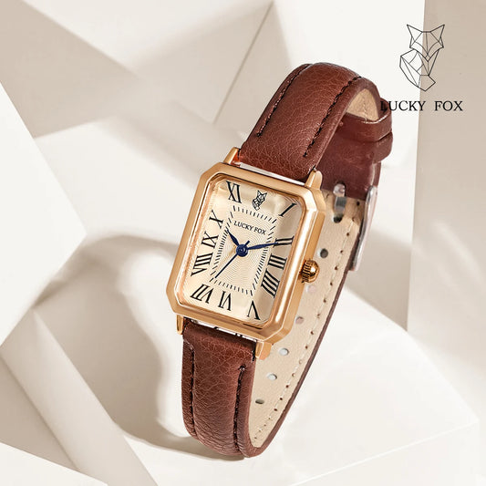 Retro Digital Square Dial Watch - Fashionable Quartz Leather Strap Wristwatch For Women Gift Casual Style
