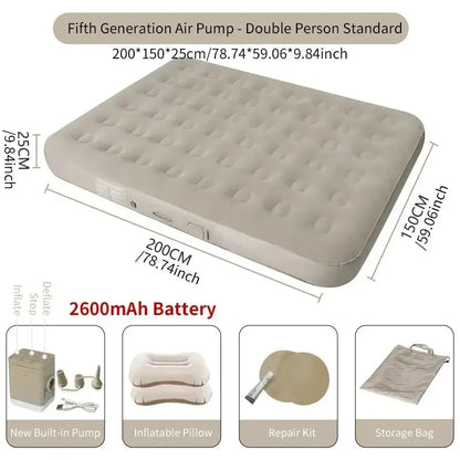 New Inflatable Air Mattress – Built-in Pump Self-Inflating Double Sleeping Pad for Camping or Indoor Use