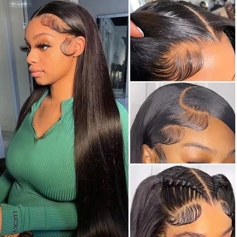 HD Lace Front Human Hair Wig – Straight 13x4 13x6 Transparent Lace Frontal, Pre-Plucked Glueless Wig for Women