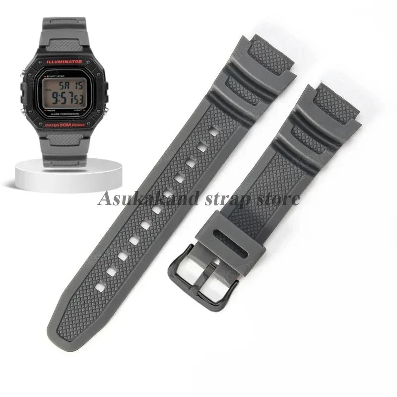 18mm Silicone Watch Strap for Casio W218H AE-1200 AE-1100 SGW-300/400 MRW-200 - Sport Resin Rubber Replacement Wristband