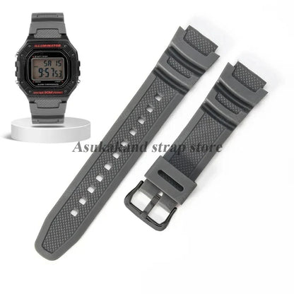 18mm Silicone Watch Strap for Casio W218H AE-1200 AE-1100 SGW-300/400 MRW-200 - Sport Resin Rubber Replacement Wristband