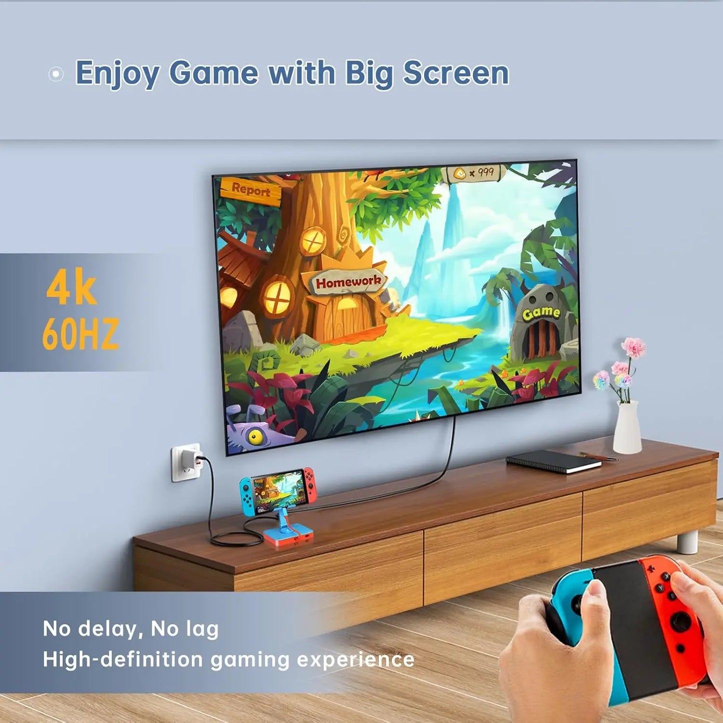 RGEEK 3-in-1 Adjustable Nintendo Switch Pad Stand — USB-C Hub with HDMI 4K 60Hz, USB 2.0 & 100W PD Charging Ports