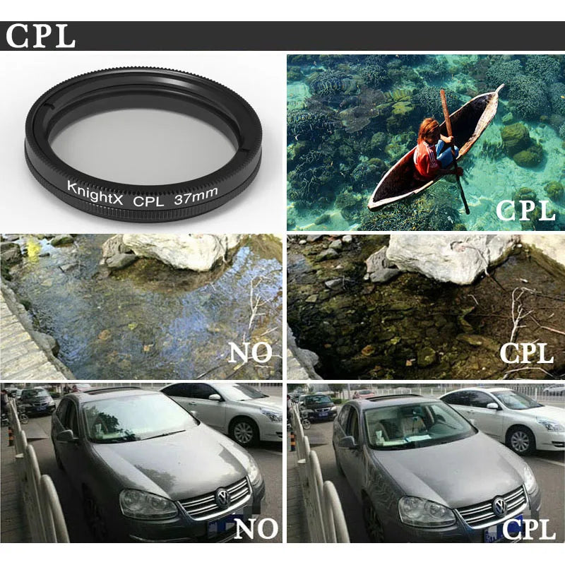 37mm CPL Polarizer Filter - Professional Clip-On Photography Prop for Camera and Phone Lens Accessory