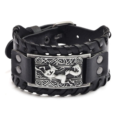 Trendy Viking Bracelet – Nordic Rune Compass & God Bird Charm Leather Woven Jewelry for Men, Fashion Accessory & Party Gift