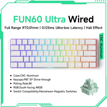 Akko MonsGeek FUN60 60% Mechanical Gaming Keyboard – Magnetic Switch, 8K Rapid Trigger, ARGB HE/TMR Custom Keyboard