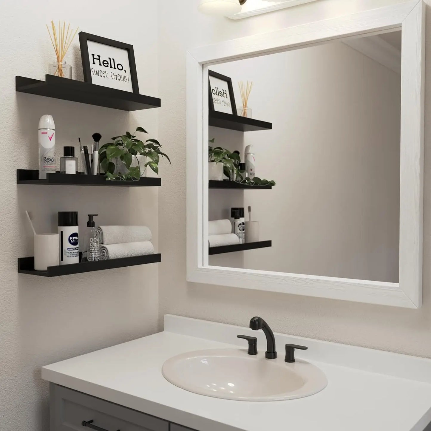 Aluminum Alloy Floating Shelves – No Drilling Wall Shelves for Living Room, Bedroom, and Bathroom Decor, Perfect for Books and Plants