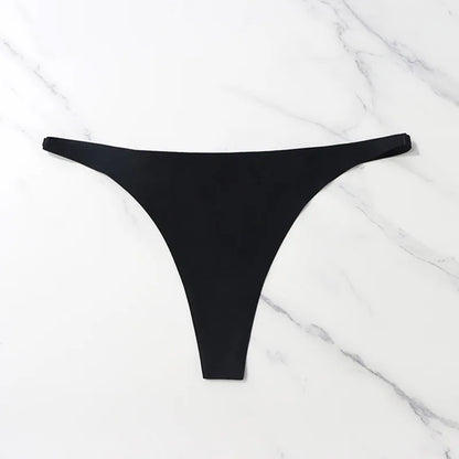Ice Silk Seamless Thong Panties for Women – Soft Satin Bikini Underwear, Thin Band Tangas Mujer
