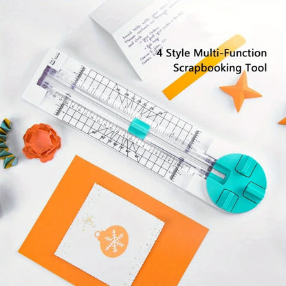 4-in-1 Multi-function Paper Cutter: 360-Degree Rotary Paper Cutter with Creasing Machine - Hand-Cutting Art Tools