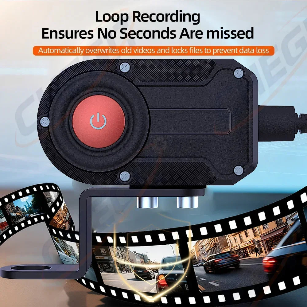 2K HD Motorcycle Dash Camera - WiFi DVR with IP65 Waterproof 130° Wide Angle & Loop Recording for Outdoor Riding