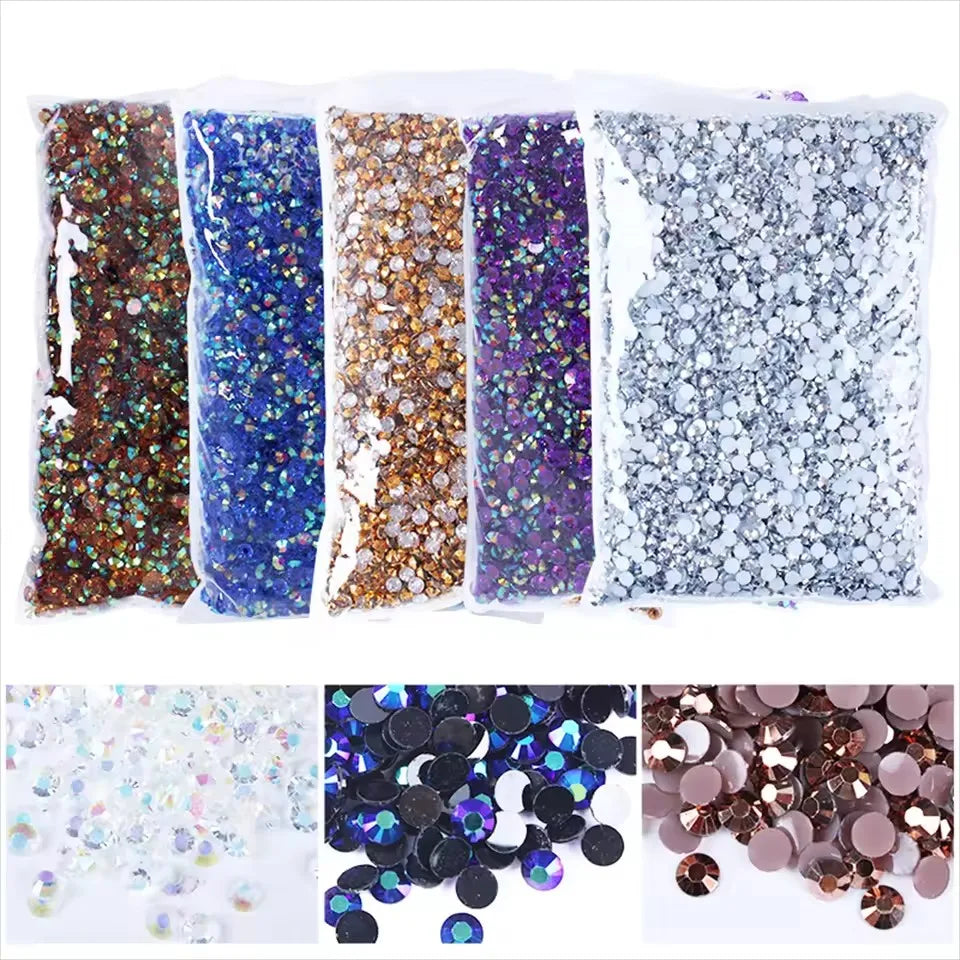 Jelly AB Resin Rhinestones 2-6mm — Non-Hotfix Flat Back Plastic Crystals & Strass Glitters, Large Pack