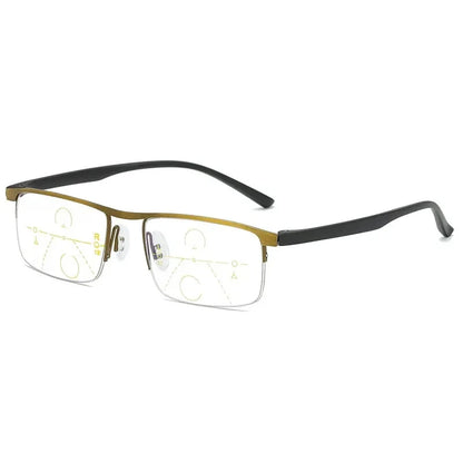 Progressive Multifocal Reading Glasses – Anti-Blue Light Half Frame Bifocal Eyewear for Men & Women +1.00 to +4.00
