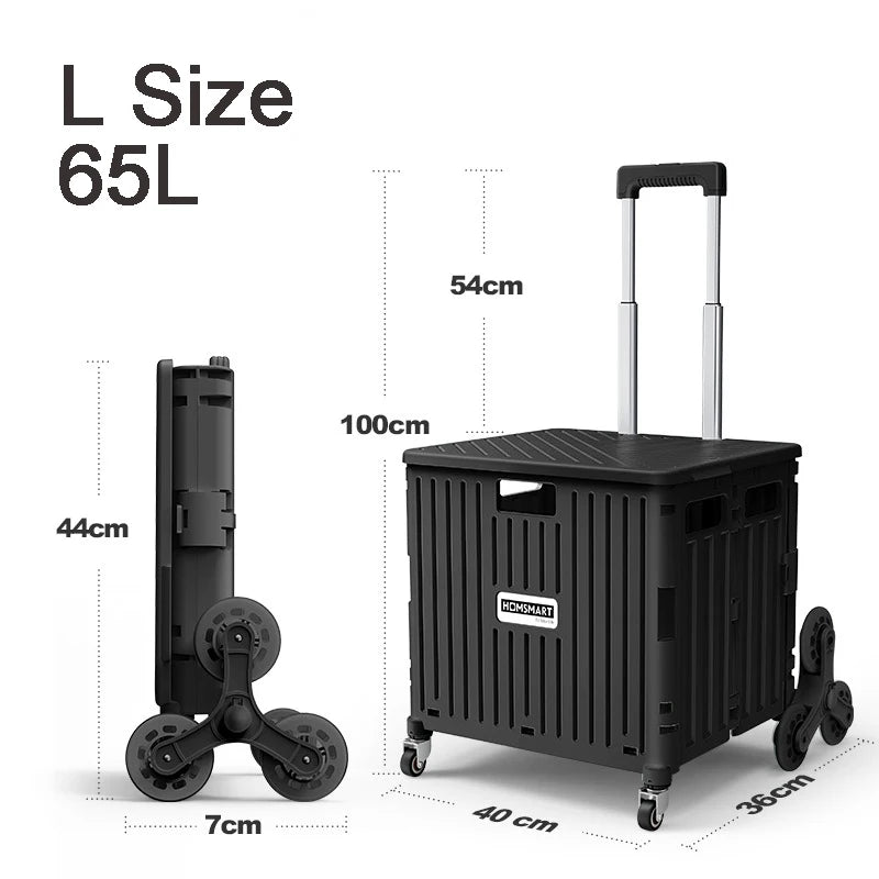 45/65L Folding Shopping Cart Trolley – Portable Home Cart with 2/4/8 Wheels