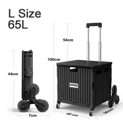 45/65L Folding Shopping Cart Trolley – Portable Home Cart with 2/4/8 Wheels