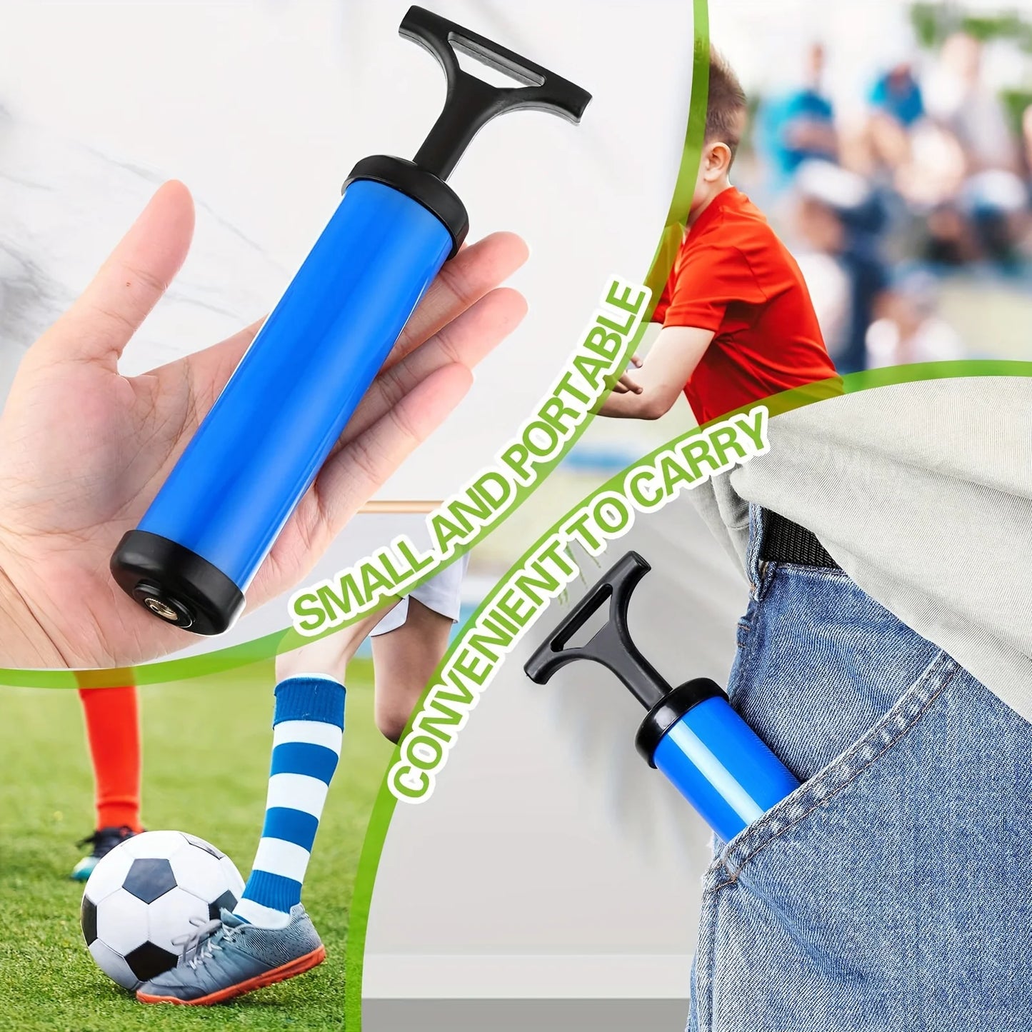 Portable Multifunctional Ball Pump with Needle & Nozzle - Inflator for Football, Basketball, Volleyball, Swimming