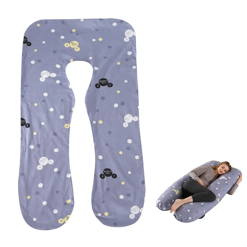 Cotton Maternity U-Shaped Body Pillow Case – 140/150cm Removable & Washable Cover for Pregnancy Support