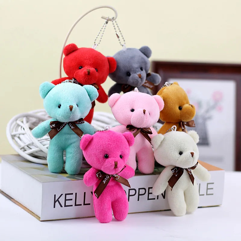 10pcs Mini Bear Plush Keychain — Soft Stuffed Doll Bag Pendant, Cute Toy for Wedding Decoration & Birthday Gift