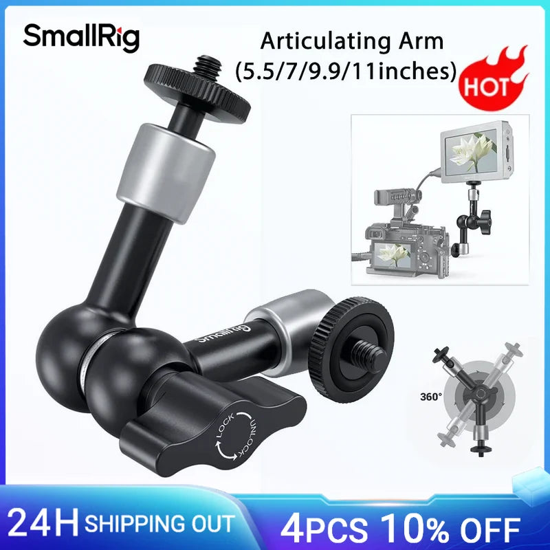 SmallRig 5.5" Articulating Magic Arm 2065B – Adjustable Friction Mount with 1/4" Screw for DSLR, LED Light & Monitor Accessories