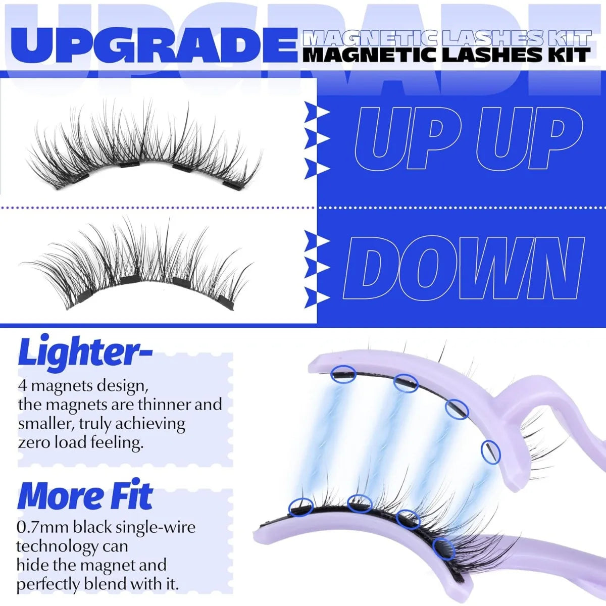 Magnetic Eyelashes Kit – Natural Look Cat Eye Lashes with Applicator, Reusable, No Glue or Eyeliner (PH309)