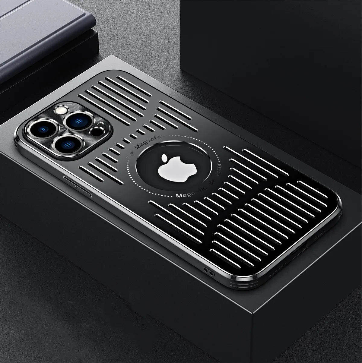 Metal Magnetic MagSafe Case with Heat Dissipation for iPhone 12 13 14 15 16 Pro/Pro Max – Logo Cutout, Wireless Charging Compatible